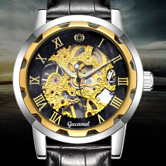 Steel Strip Hollow Gold Manual Mechanical Watch